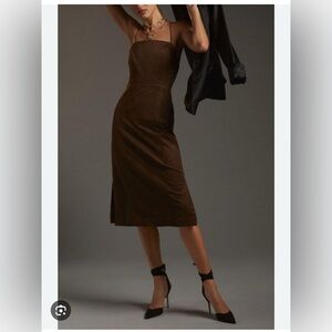 Ultrasuede dress sz 10 anthropologie crisscross straps brown